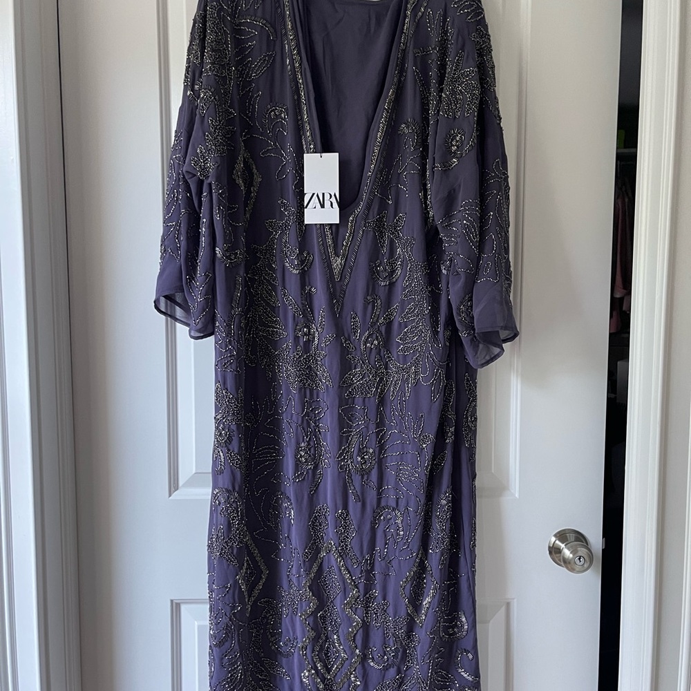 Zara beaded long dress new with tag - Picture 4 of 10